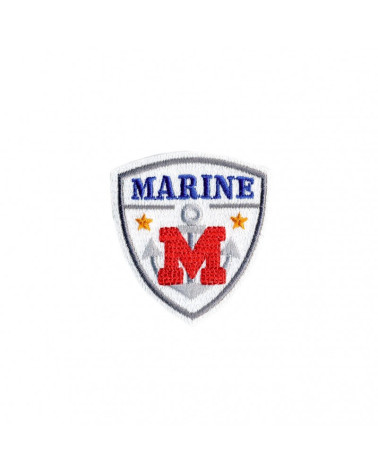 Iron-on sports crest badge 2.5cm x 3cm navy