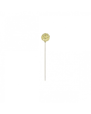 Box of 8 rhinestone ball pins 10mm x 50mm yellow gold