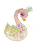 Ecusson thermocollant à sequins cygne multicolore 4,5 cm x 6 cm