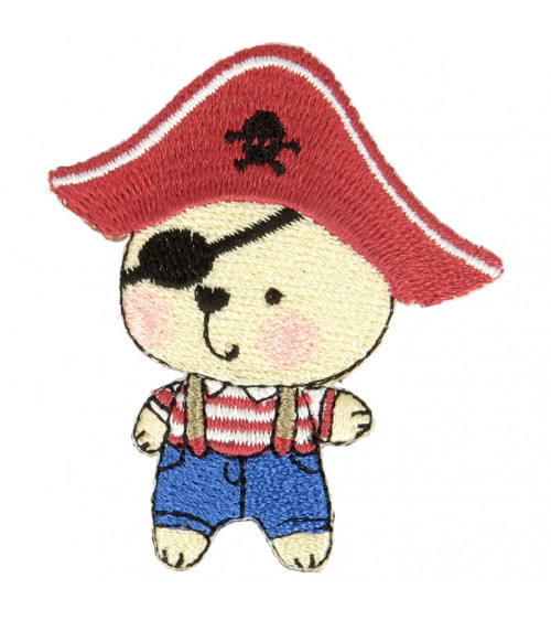 Ecusson thermocollant ourson pirate 5,5 cm x 3 cm