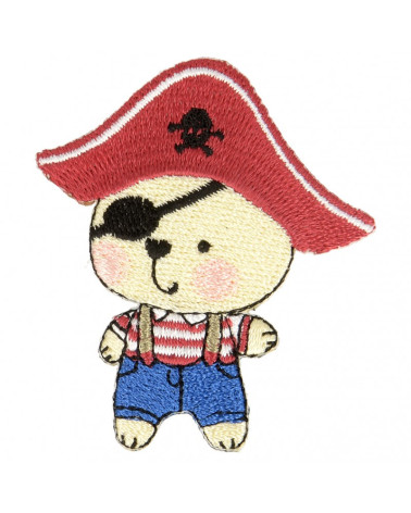 Pirate bear iron-on patch 5.5 cm x 3 cm