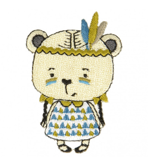 Little Indian bear iron-on patch 4.5 cm x 3 cm