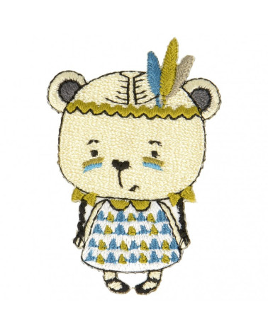 Little Indian bear iron-on patch 4.5 cm x 3 cm