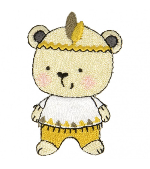 Little Indian bear iron-on badge 4.5 cm x 3 cm