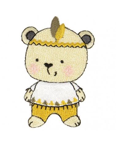Little Indian bear iron-on patch 4.5 cm x 3 cm