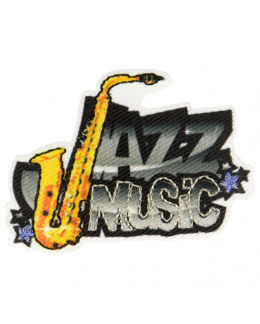 Jazz music iron-on patch 3.5 cm x 5 cm