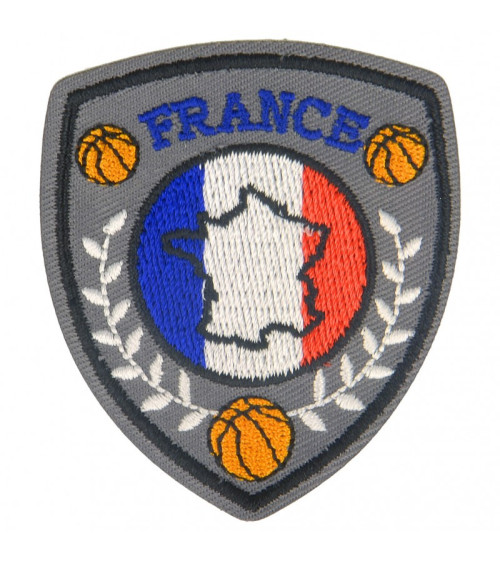 Iron-on France basketball crest badge 4 cm x 5 cm