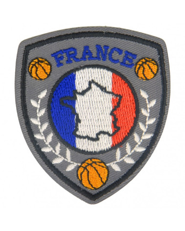 Iron-on France basketball crest badge 4 cm x 5 cm