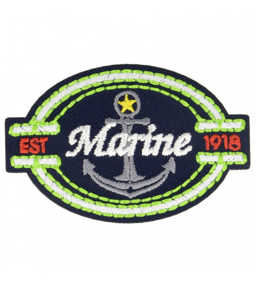 Ecusson thermocollant luminescent blason marine 4 cm x 6 cm