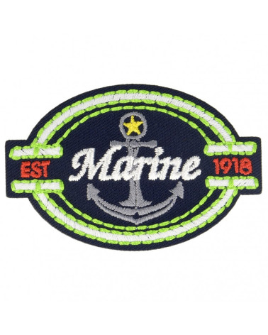 Luminescent iron-on patch with navy coat of arms 4 cm x 6 cm