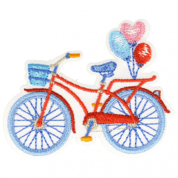 Ecusson thermocollant vélo bleu et rouge 3,5 cm x 6 cm