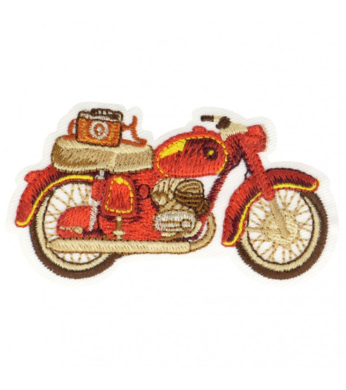 Red motorcycle iron-on badge 3.5 cm x 6 cm