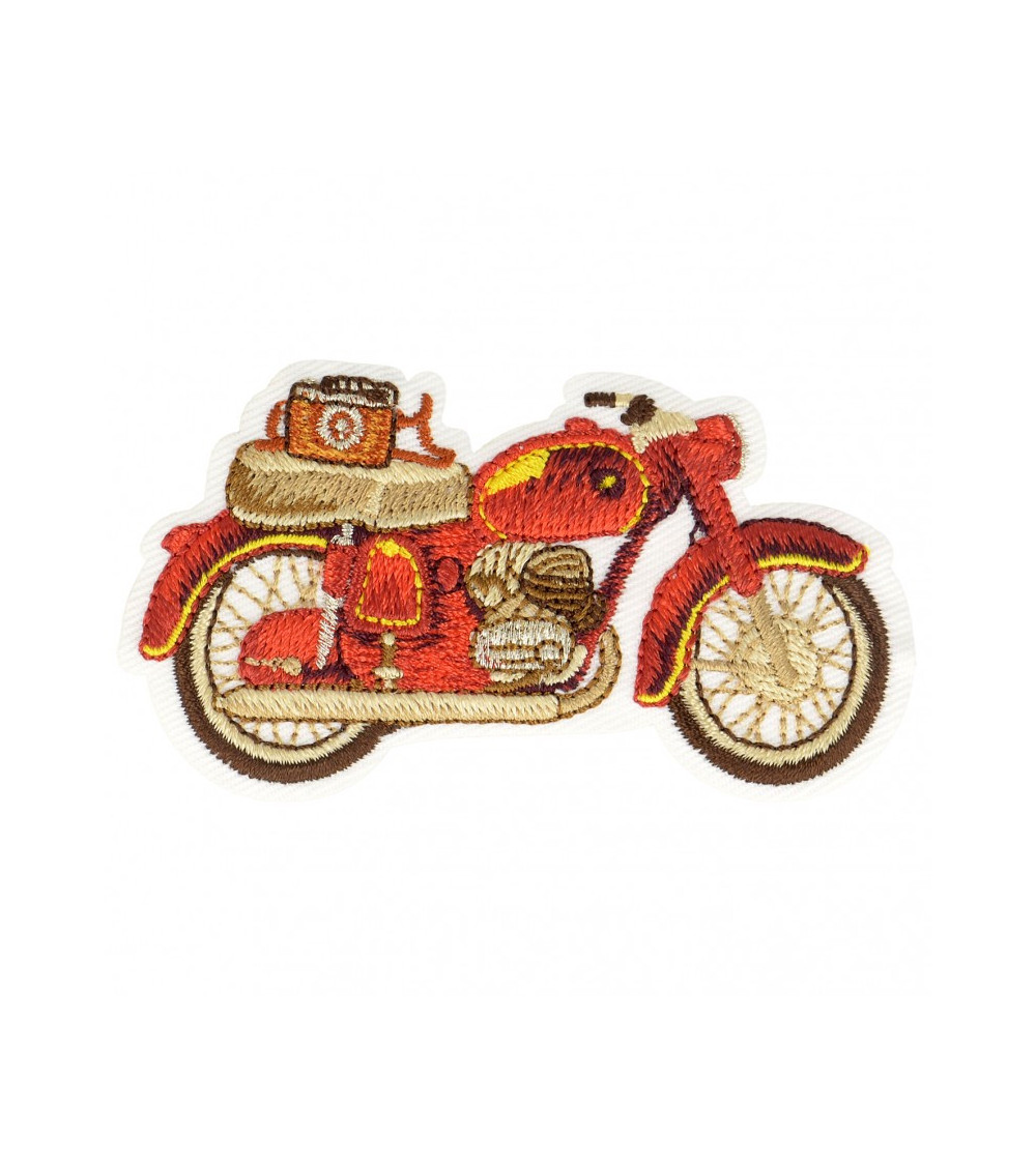 Ecusson thermocollant moto rouge 3,5 cm x 6 cm