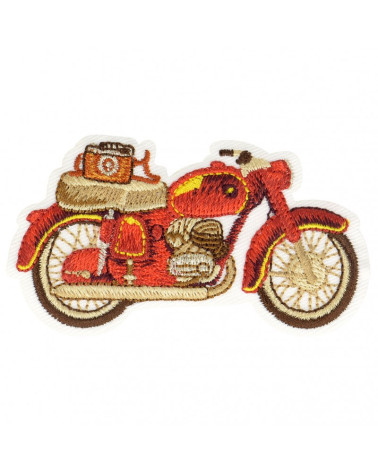 Rotes Motorrad-Bügelabzeichen 3,5 cm x 6 cm