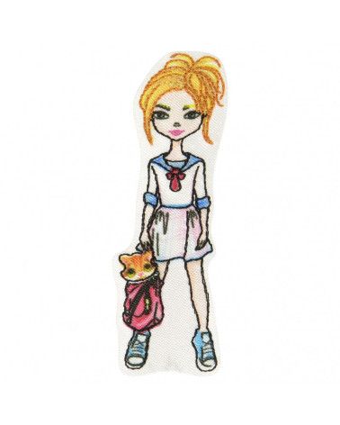 Parche termoadhesivo joven rubia traje marinero 6,5 cm x 2 cm