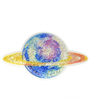 Iron-on patch with rainbow planet sequins 4 cm x 6.5 cm