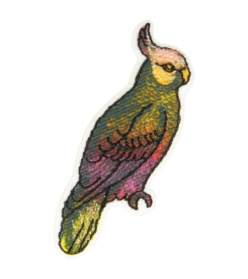 Ecusson thermocollant oiseau perruche 4,5 cm x 3 cm