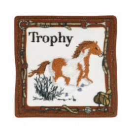 Ecusson thermocollant trophée cheval marron 6 cm x 6 cm