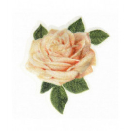Ecusson thermocollant rose avec feuilles 4 cm x 5 cm