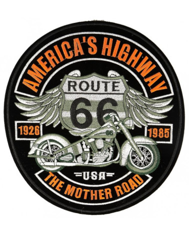 Ecusson thermocollant biker American highway 31 cm x 24 cm