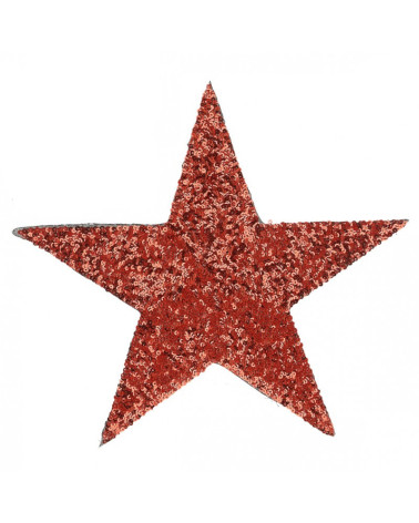 Ecusson thermocollant grand format étoile en sequins rouge 25 cm x 31 cm