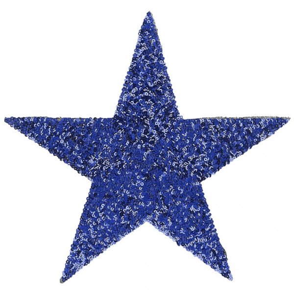 Ecusson thermocollant grand format étoile en sequins Bleu 25 cm x 31 cm