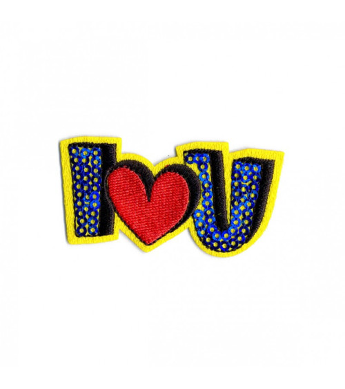 Ecusson thermocollant funny i love you 65mm x35mm