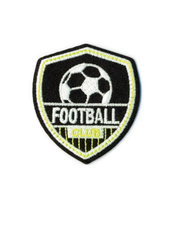Black football luminescent iron-on badge 50mm x 50mm
