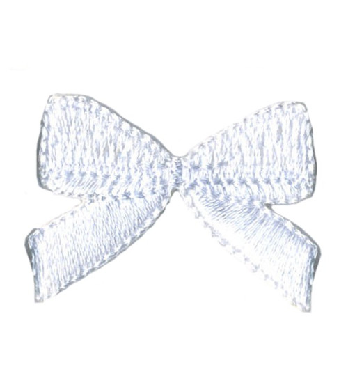 White bow iron-on patch