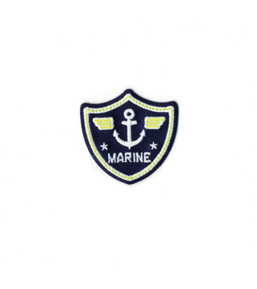 Insignia termoadhesiva luminiscente escudo azul marino 50mm x45mm