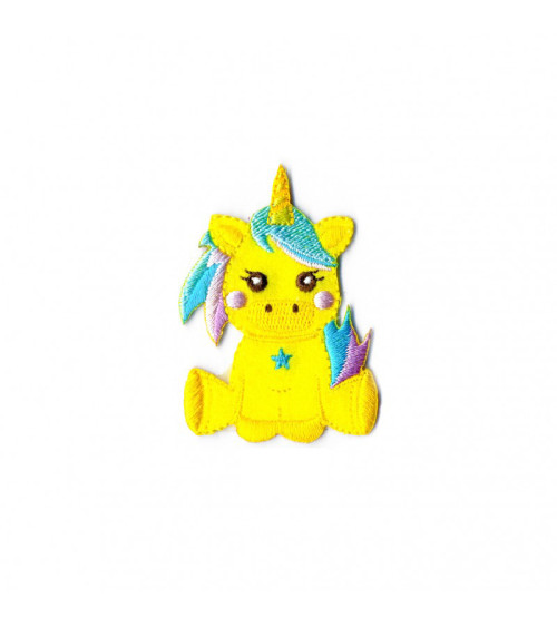 Yellow unicorn iron-on patch 60mm x50mm