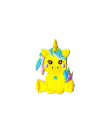 Yellow unicorn iron-on patch 60mm x50mm