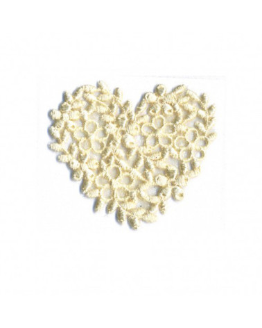 Natural embroidery heart iron-on badge 40mm x45mm
