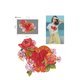 Ecusson à coudre XL cœur et fleurs rouge 18cm x 22cm