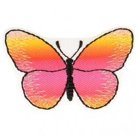 Ecusson thermocollant papillon rose orange 3 cm x 5 cm