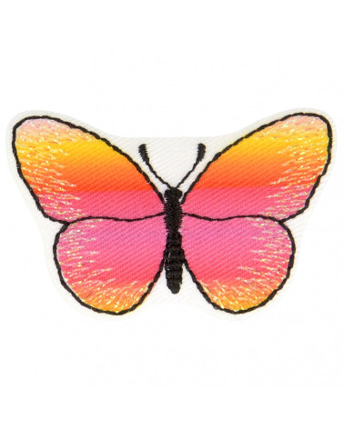 Pink orange butterfly iron-on patch 3 cm x 5 cm