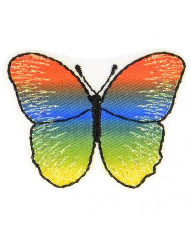 Ecusson thermocollant papillon orange bleu vert jaune 3 cm x 5 cm