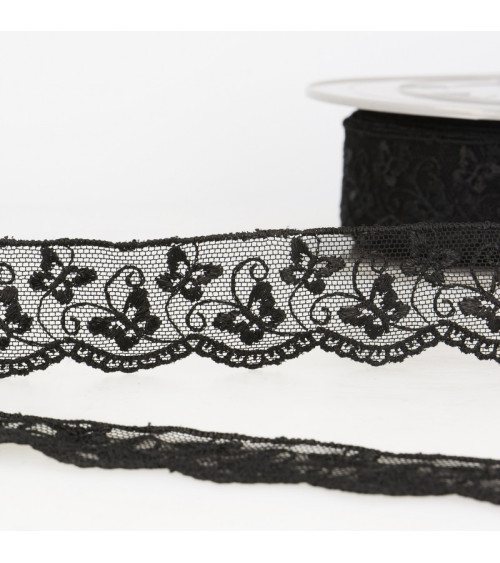 Butterfly tulle embroidery spool 14.6m black 35mm