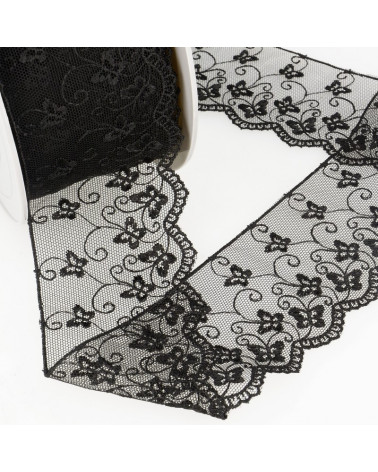 Butterfly tulle embroidery spool 14.6m black 65mm