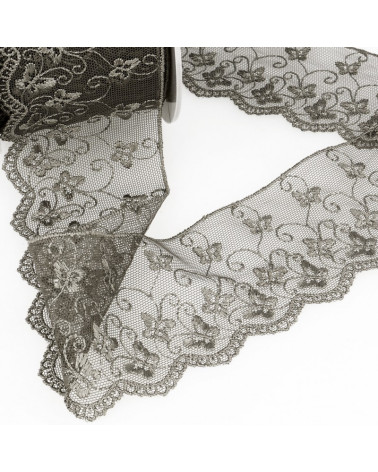 Bobina da ricamo in tulle farfalla da 14,6 m grigio scuro 65 mm