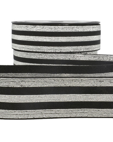 Film 20m Elastic metallized strips Black/silver 40mm