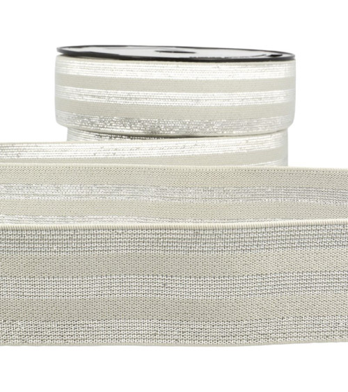 Film 20m Elastic strips metallic Grey/silver 40mm