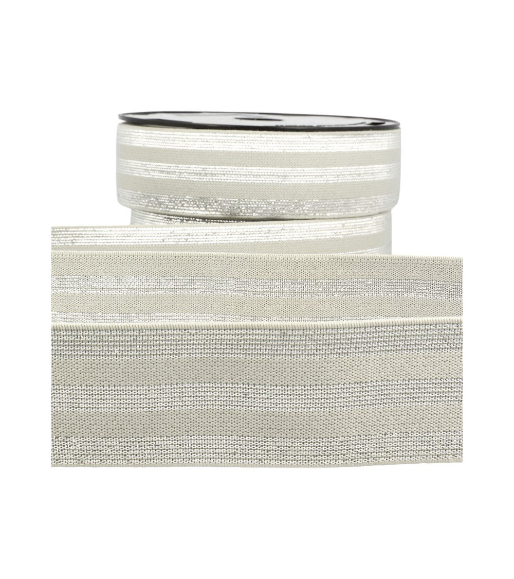 Film 20m Elastic strips metallic Grey/silver 40mm