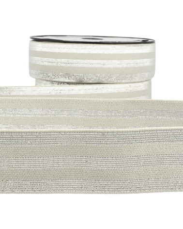 Pellicola 20m Strisce elastiche grigio metallizzato/argento 40mm
