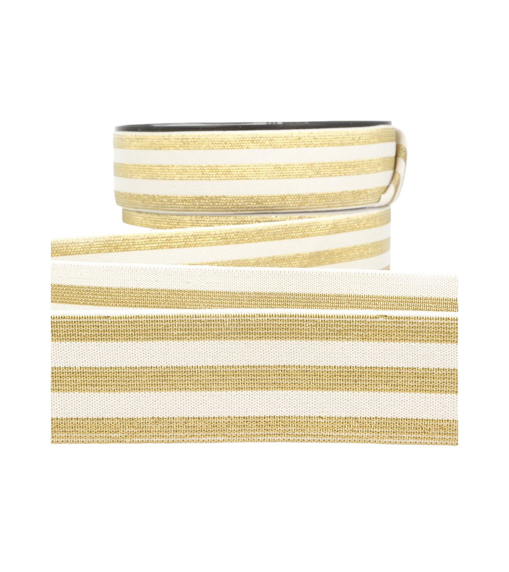 Film 20m Elastic metallic strips White/gold 40mm