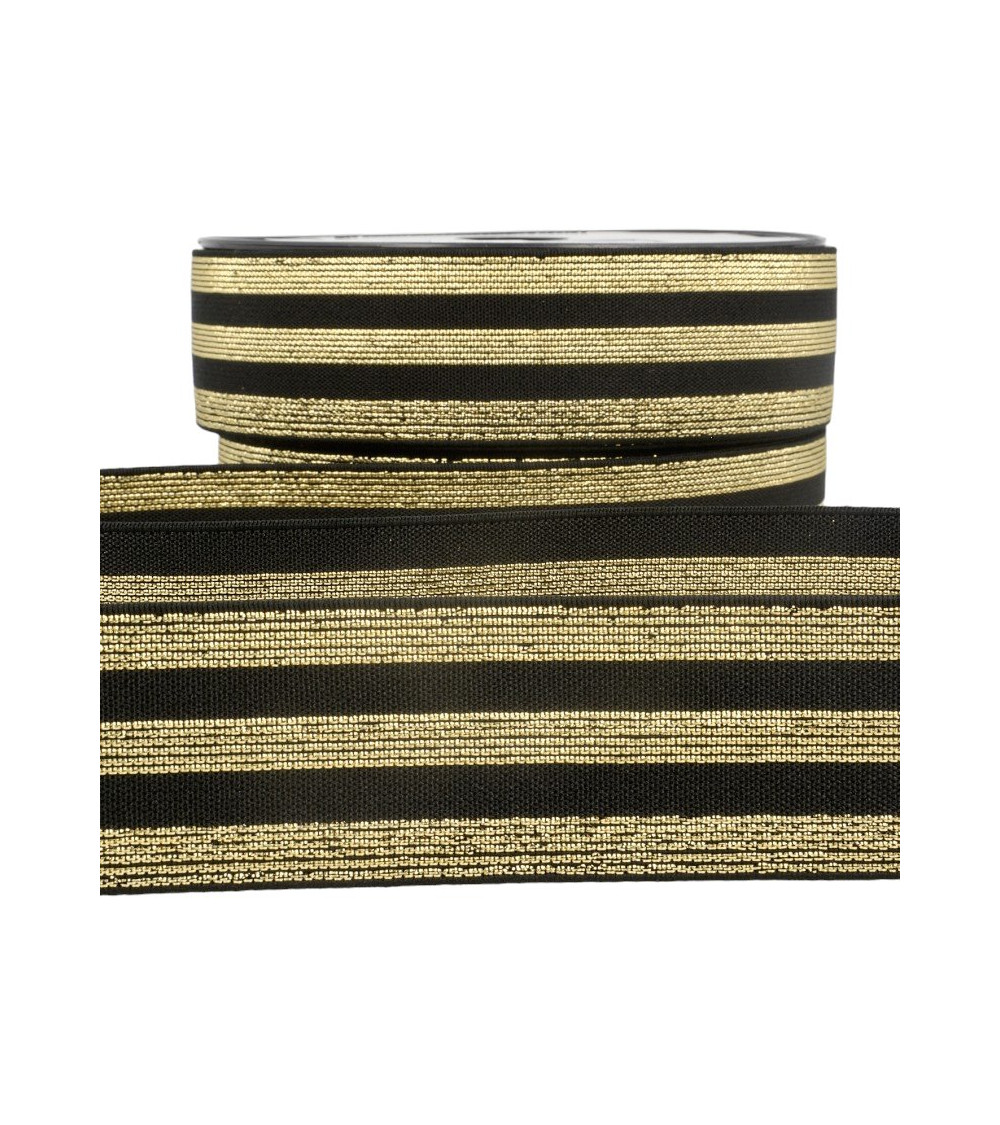 Film 20m Elastic metallized strips Black/gold 40mm