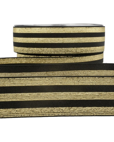 Film 20m Elastic metallized strips Black/gold 40mm