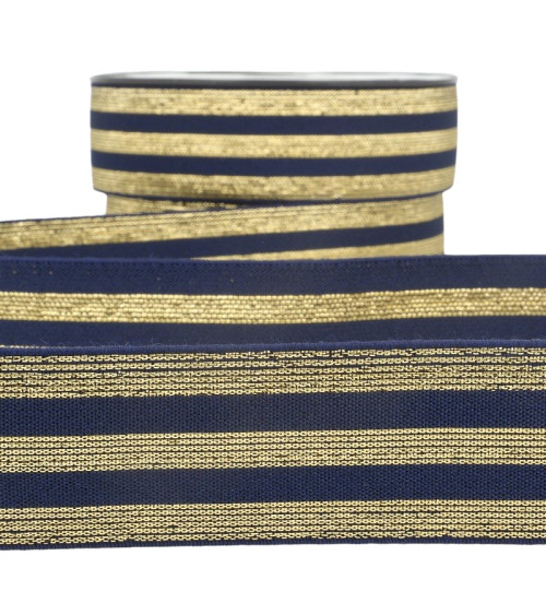 Film 20m Elastic bands metallic Navy/gold 40mm