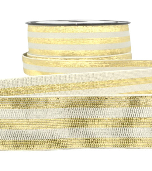 Film 20m Elastic strips metallic Grey/gold 40mm
