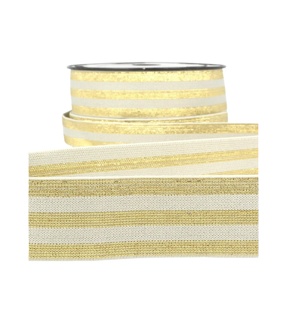 Pellicola 20m Strisce elastiche metallizzate Grigio/oro 40mm